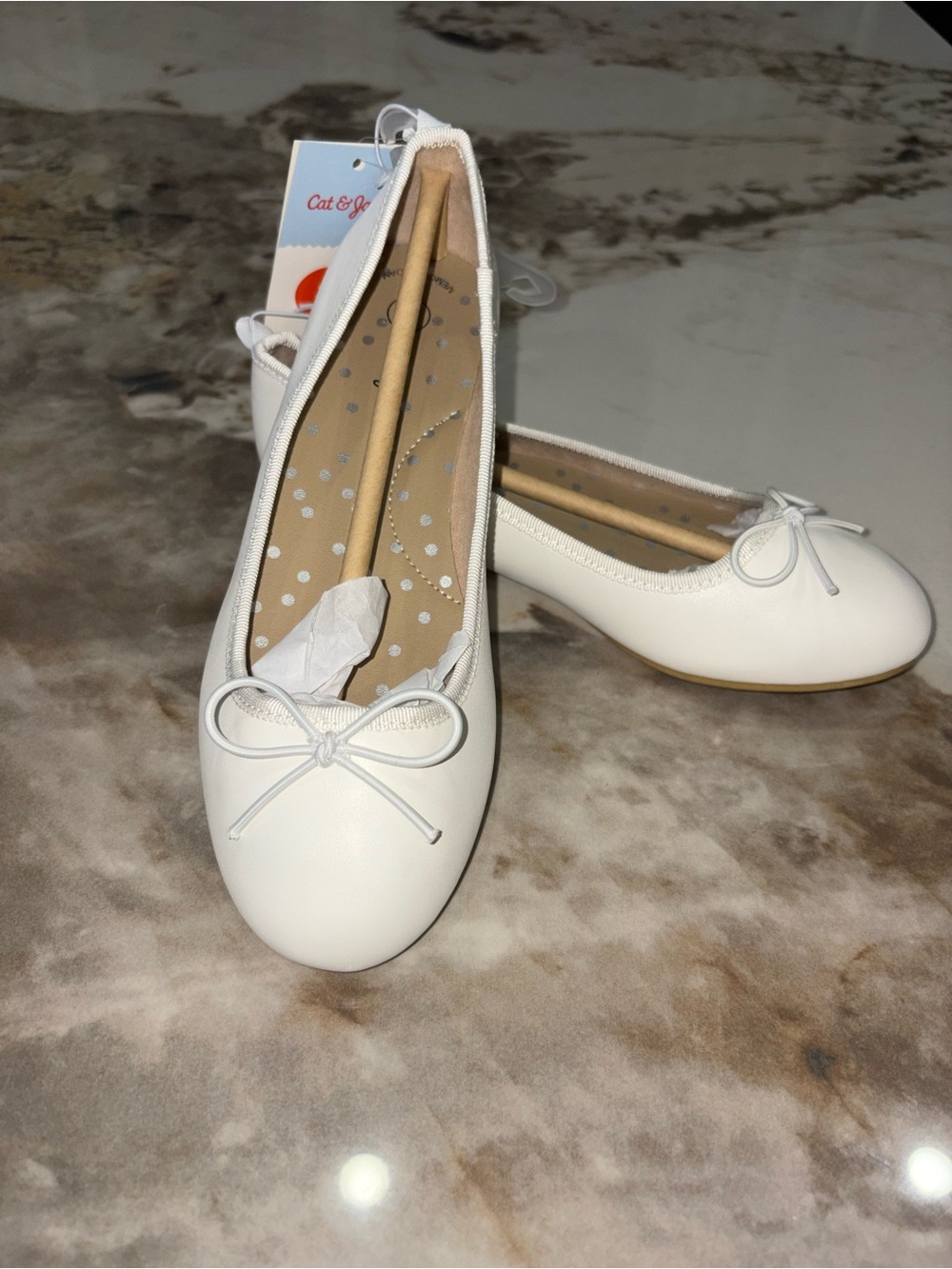 Cat & Jack White Girls' Ballet Flats with Bow